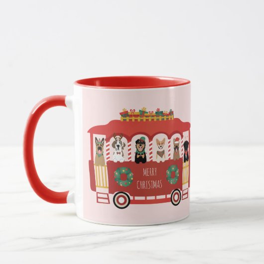 Mug Joyeux Noël Chiens de vacances Trolly (Gauche)