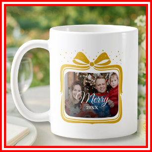 Mug Joyeux Noël Collage Photo Cadeau Ruban Élégant