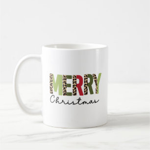 Mug "Joyeux Noël" Couleur moderne bloquée Leopard