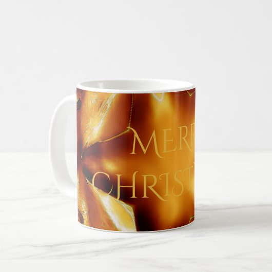 Mug Joyeux Noël cuivre or brillant étoile (Devant gauche)