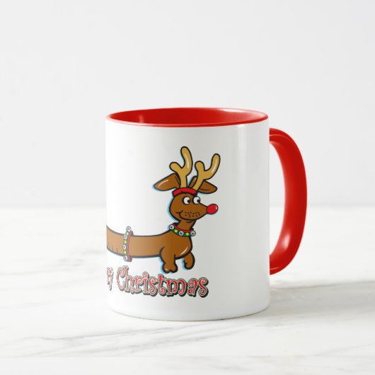 Mug Joyeux Noël Dachshund (Devant droit)