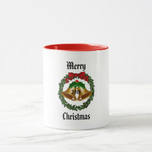 Mug Joyeux Noël de Bow, de Wreath et de Bells
