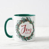 Mug Joyeux Noël de la couronne À feuillage persistant (Gauche)