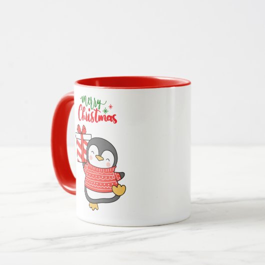 Mug Joyeux Noël de Pingouin mignon (Devant gauche)
