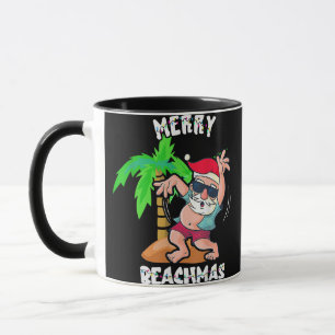 Mug Joyeux Noël De Plage En Juillet Funky Père Noël Xm