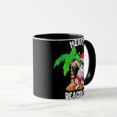 Mug Joyeux Noël De Plage En Juillet Funky Père Noël Xm (Devant droit)
