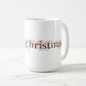 Mug Joyeux Noël Décoratif Or et Baubles Texte (Devant droit)