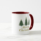 Mug Joyeux Noël décoré pins de Noël (Devant droit)