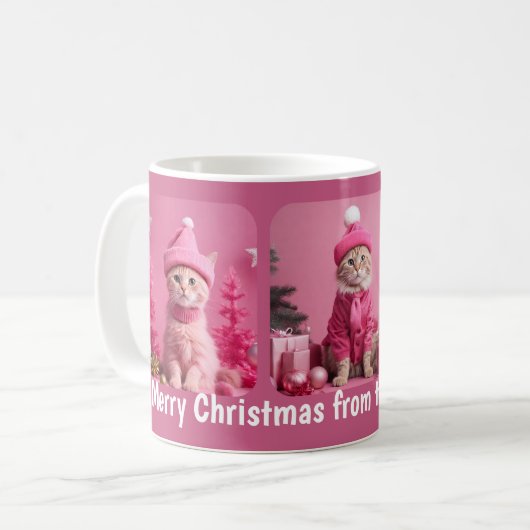Mug Joyeux Noël des chats Fêtes roses (Devant gauche)