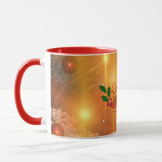 Mug Joyeux Noël, design de vacances d'or, (Gauche)