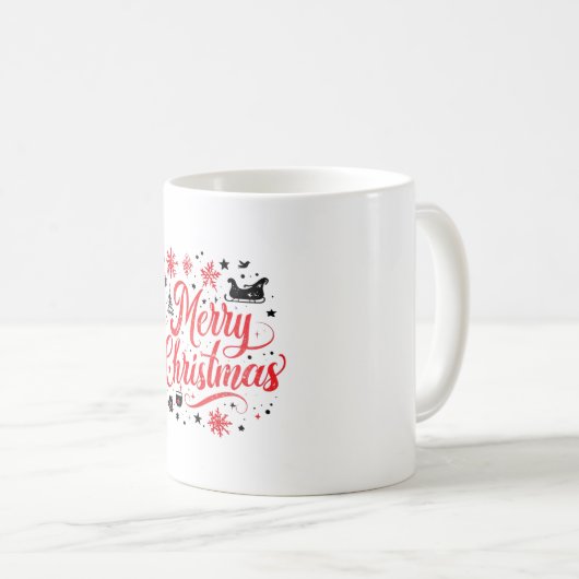 Mug Joyeux Noël Design moderne | Rouge et blanc (Devant droit)
