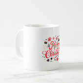 Mug Joyeux Noël Design moderne | Rouge et blanc (Devant gauche)