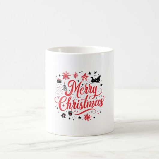 Mug Joyeux Noël Design moderne | Rouge et blanc (Centre)