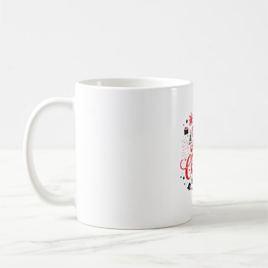 Mug Joyeux Noël Design moderne | Rouge et blanc (Gauche)