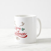 Mug Joyeux Noël Design Vintage | Rouge et vert (Devant droit)