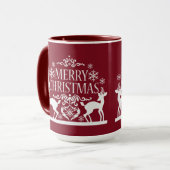 Mug Joyeux Noël Deux tonalités Rouge profond (Devant gauche)