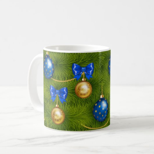 Mug Joyeux Noël d'or bleu (Devant gauche)