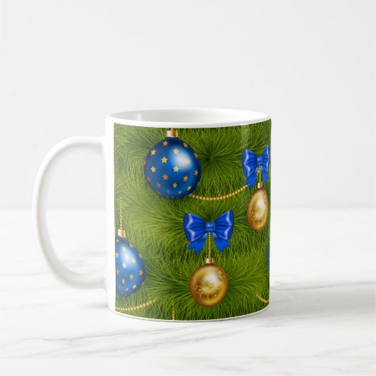 Mug Joyeux Noël d'or bleu (Gauche)
