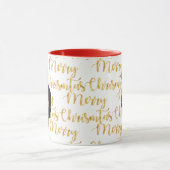 Mug Joyeux Noël d'or, Femme noire, Chapeau de Père Noë (Centre)