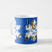 Mug Joyeux Noël, doré étincelant flocon de neige (Devant gauche)