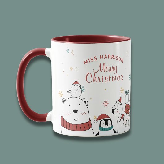Mug Joyeux Noël drôle mignon Animaux personnalisés