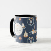 Mug Joyeux Noël | Elégante Marine & Gold Holiday (Devant gauche)