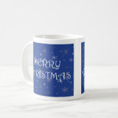 Mug Joyeux Noël en bleu avec des flocons de neige (Devant gauche)