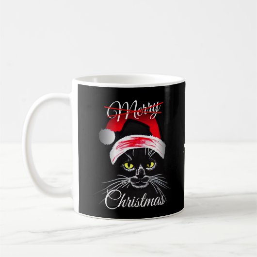 Mug Joyeux Noël en colère Chat noir (Gauche)