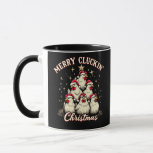 Mug Joyeux Noël en gloussant Drôle de poulets Coqs 
