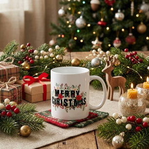 Mug Joyeux Noël en typographie noire élégante