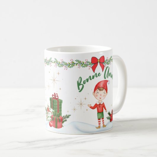 Mug Joyeux Noël et Bonne Année Lutins (Devant droit)