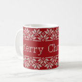 Mug Joyeux Noël Fair Isle Tricot Motif Rouge (Devant gauche)