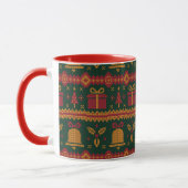 Mug Joyeux Noël Fair Isle Tricot Motif Rouge (Gauche)