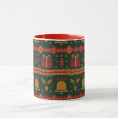 Mug Joyeux Noël Fair Isle Tricot Motif Rouge (Centre)