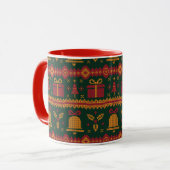 Mug Joyeux Noël Fair Isle Tricot Motif Rouge (Devant gauche)