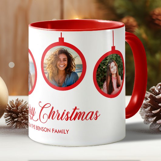 Mug Joyeux Noël Famille Nom photo Personnalisé