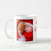 Mug Joyeux Noël famille photo texte rouge (Gauche)