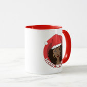 Mug Joyeux Noël, Femme noire Santa Hat (Devant droit)