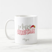 Mug Joyeux Noël Festif Retro Rose Rouge Ajouter un nom (Gauche)