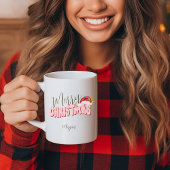 Mug Joyeux Noël Festif Retro Rose Rouge Ajouter un nom
