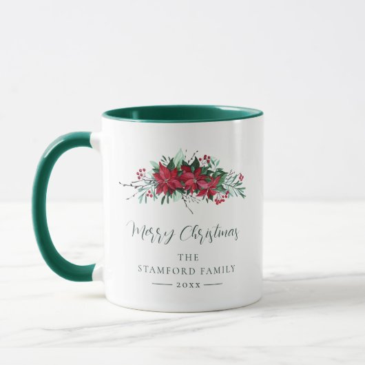 Mug Joyeux Noël Festivals Poinsettia Custom (Gauche)