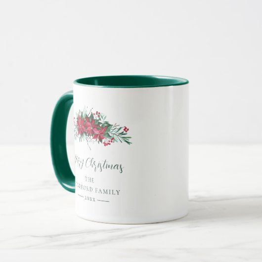 Mug Joyeux Noël Festivals Poinsettia Custom (Devant gauche)