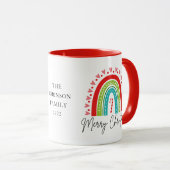 Mug Joyeux Noël Festive Rainbow Sucre de canne Coeur (Devant droit)