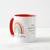 Mug Joyeux Noël Festive Rainbow Sucre de canne Coeur (Devant gauche)