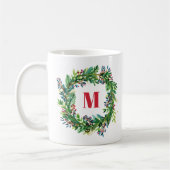 Mug Joyeux Noël Fête Monogramme de couronne initiale (Gauche)