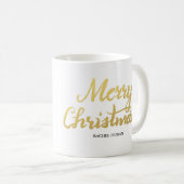 Mug Joyeux Noël feuille parties scintillant brosse scr (Devant droit)
