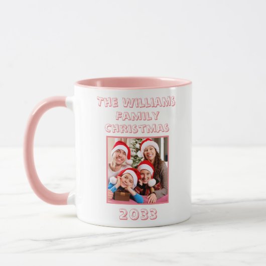 Mug Joyeux Noël Fille Photo rose & blanc (Gauche)