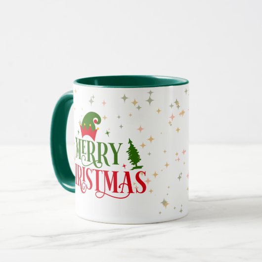 Mug Joyeux Noël géant avec Casquette Elfe Vert (Devant gauche)