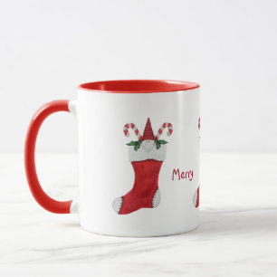 Mug Joyeux Noël Gnome en Stocking Green Holly