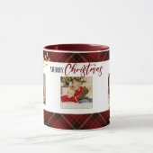Mug Joyeux Noël Gold Feuilles 3 photos Red Tartan (Centre)